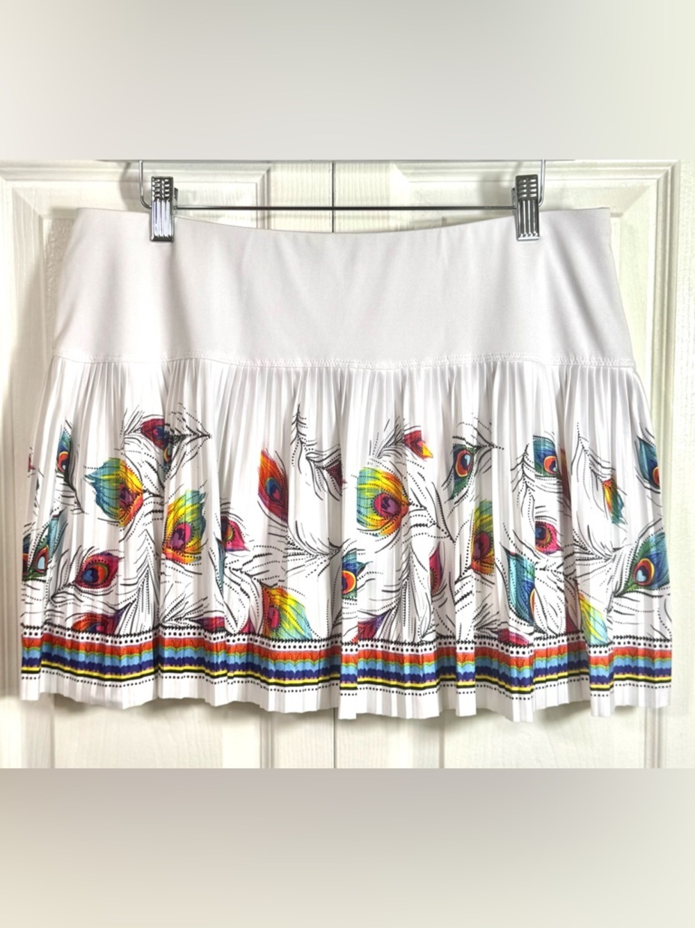 Lucky in Love Peacock Print Pleated Tennis Skort Size XL (14)